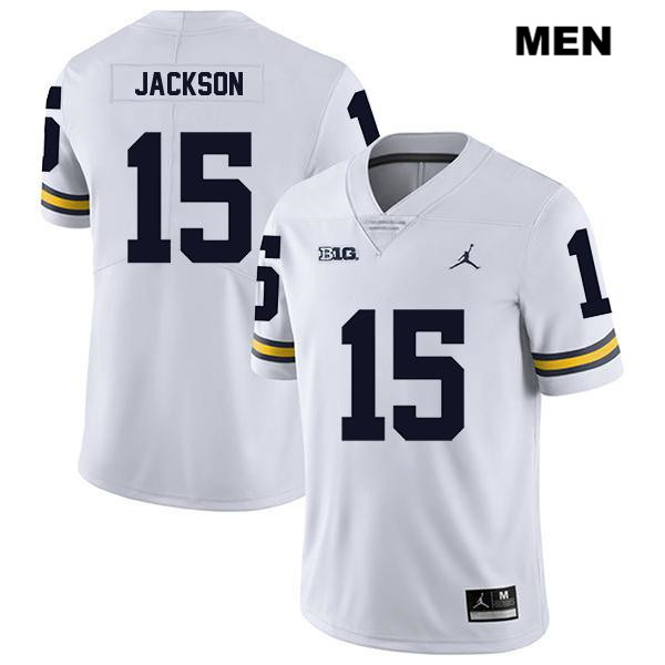 Men's NCAA Michigan Wolverines Giles Jackson #15 White Jordan Brand Authentic Stitched Legend Football College Jersey XG25S11AI